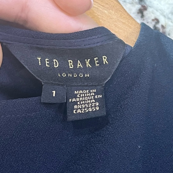 Ted Baker Navy Dress with Blue Floral Design - Picture 4 of 4